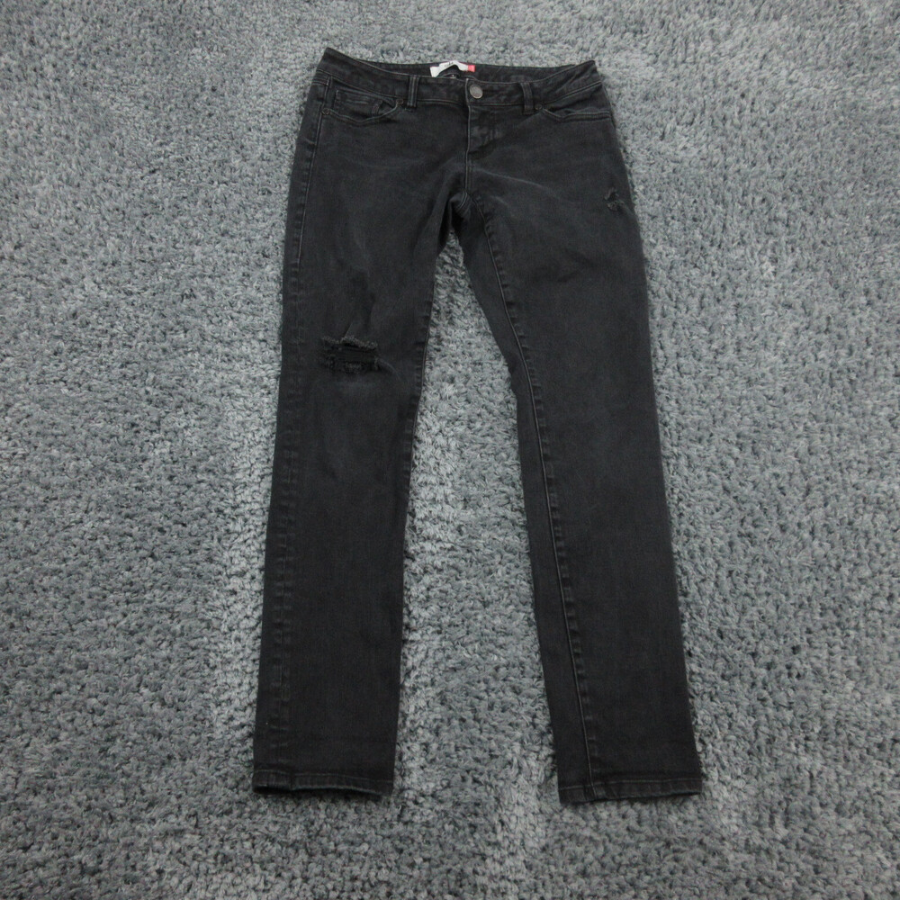Cabi Jeans Womens 4 Black Denim Slim Boyfriend Distressed 31x29*